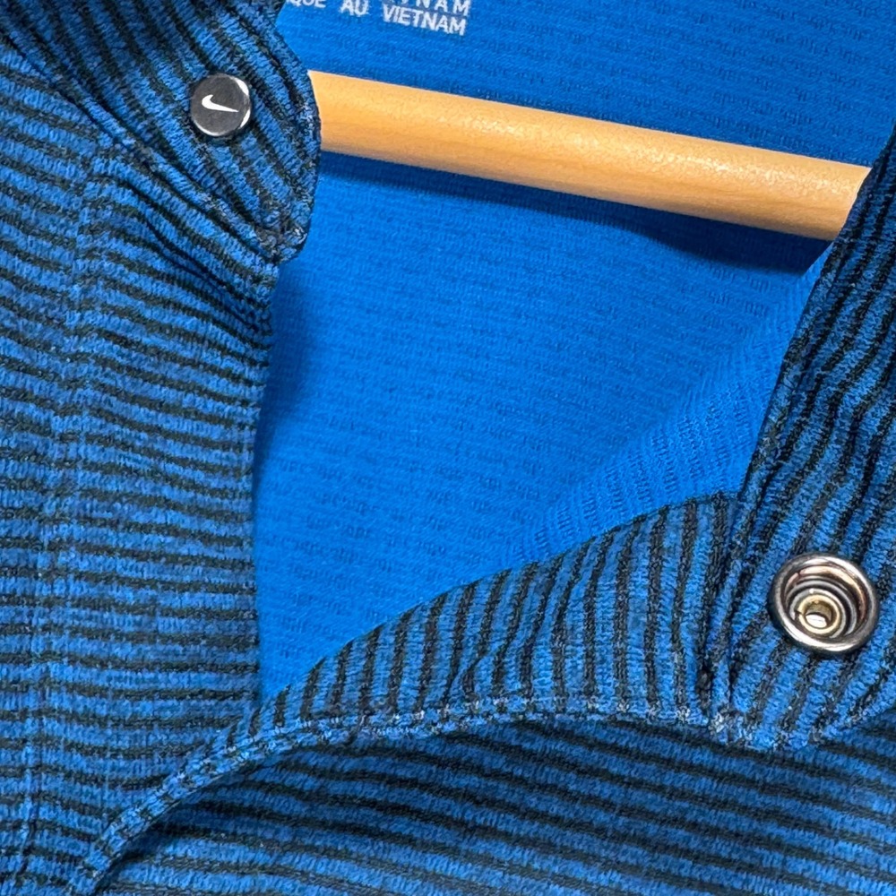 Nike AeroReact Golf Polo‎ Shirt Men Large Blue Black Striped Athletic Stretch - Picture 5 of 12